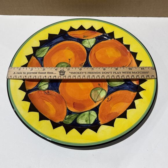 Denise Ford Studio Pottery Plate 12” Hand Painted Peaches 1994 Signed Pre-Ganz - Picture 6 of 6